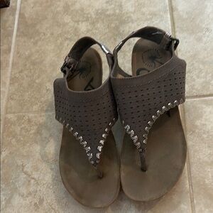 OTBT Gray Sandals with Rhinestone Embellishments